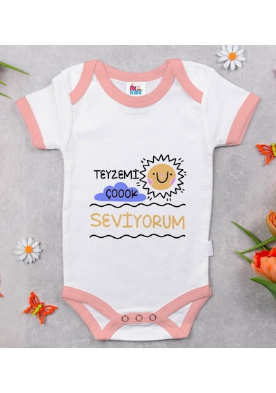 Bk Gift Bk Kids Teyzemi Çok Seviyorum Tasarımlı Pembe Bebek Body Zıbın-1 Çok Renkli
