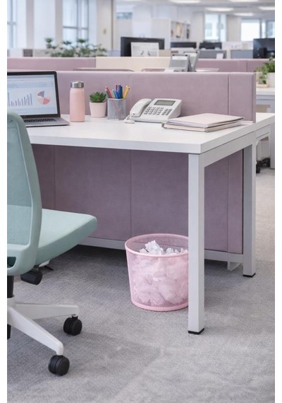Nd-1060 Masaüstü & Masa Altı Metal File Çöp Kovası Small Organizer Toz Pembe
