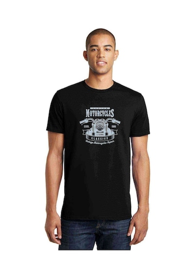 American Moto Costum Classics Baskılı Siyah Erkek Tshirt