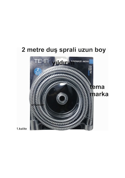 Tema Duş Sprali 2 Metre Banyo Duş Hortumu Uzun Boy
