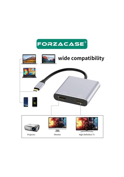 Type-c To Çift Hdmı 4k Ultra Hd Çevirici Adaptör Çift Ekran Dönüştürücü - Fc485