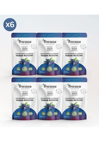 6'lı Paket Dondurularak Kurutulmuş Yaban Mersini Freeze Dried Yaban Mersini 6x20 Gr 120 G