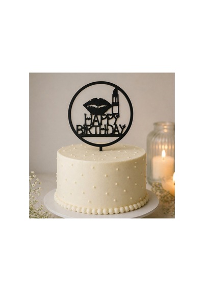 Doğum Günü Pasta Süsü Dudak Ve Ruj Temalı Happybirtday 12x17 Ölçülerinde Tüm Yaşlar