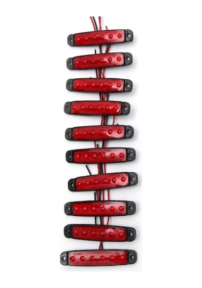 Ahmet Otomotiv 10 Adet Kırmızı 6 Ledli Parmak Lamba 12v-24v