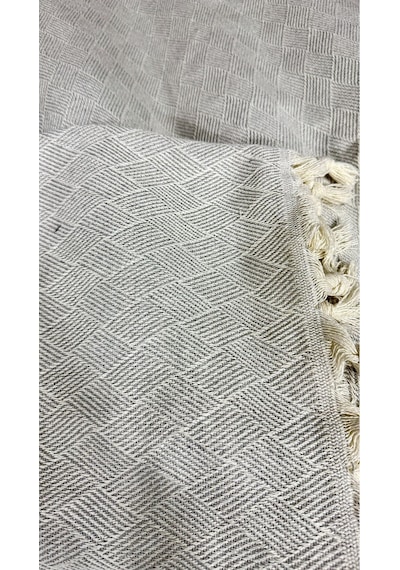 Dama Desen Dokuma %100 Pamuklu Çok Amaçlı Pike Koltuk Örtüsü 180x230 Gri