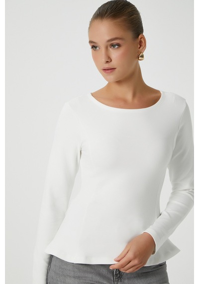 Ritnice Kadın Runa Premium Ekru Peplum Bluz Ekru