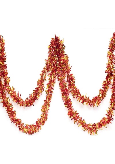 Kırmızı Altın Renk 6 Cm Genişlik Garland Çift Renk Sim Süs 180 Cm