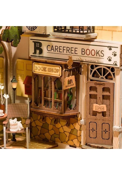 Rolife Tgb02 Sunshine Town Kasaba Kitap Köşesi Book Nook Dıy Minyatür Maket Model Seti Mini Dollhouse 3d Model Kit Detaylı Dekoratif Hobi Set 3d Puzzle Tiny House