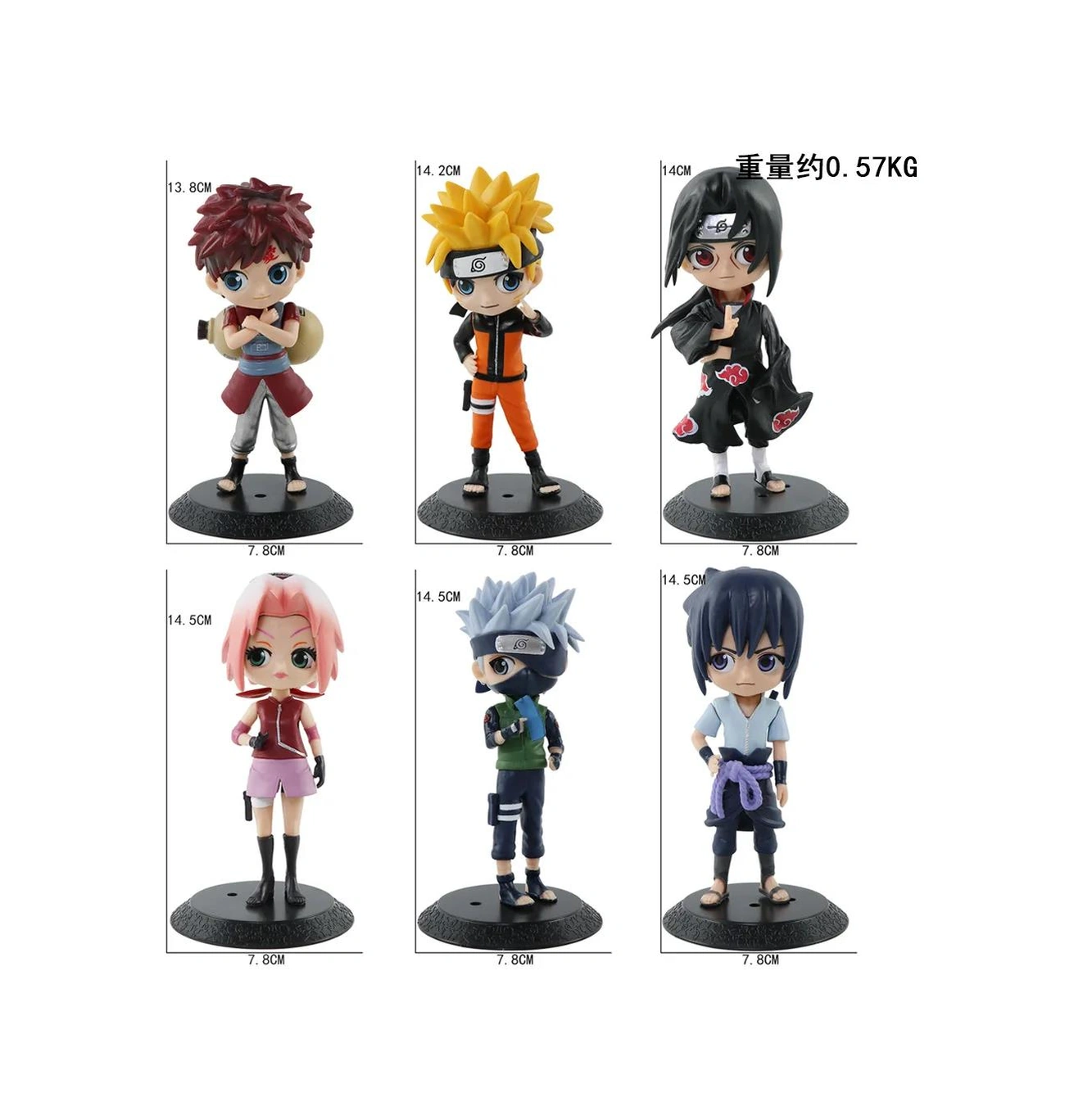 Naruto Shippuden 6'lı Anime Manga Figür Seti Uzumaki Kakashi İtachi Sakura Sasuke Bir Arada 15 Cm. Naruto - Bandai