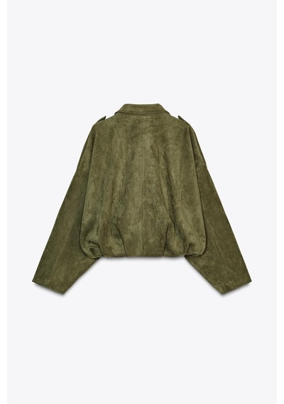 Süet Apoletli Bomber Ceket Siyah