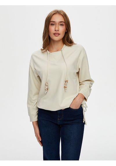 Faik Sönmez Relax Modallı Kemik Aksesuar Detaylı Sweatshirt W26swt011 Uw26swt01172 Taş