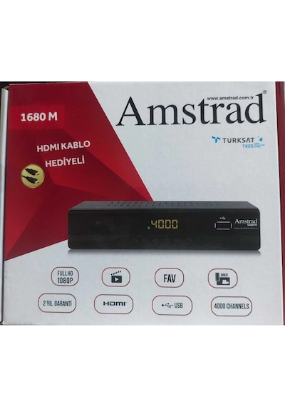 Amstrad 1680 M - Full Hd Kasalı Uydu Alıcısı - Kanallar Yüklü - Tkgs - Usb - Hdmi - Scart