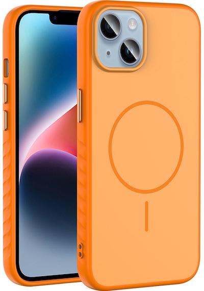 Apple Uyumlu iPhone 13 Kılıf M-safe Şarj Özellikli Zore Tea Kapak - Turuncu Turuncu