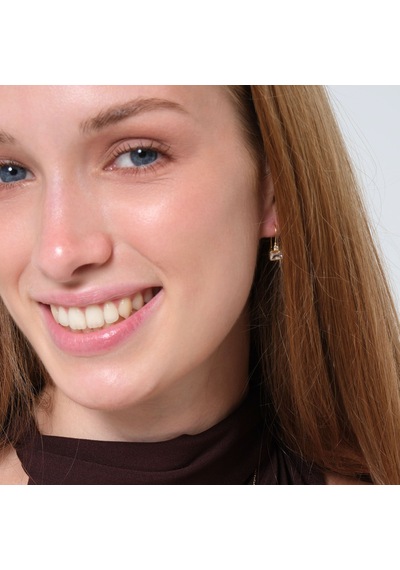 Gia Baget Taşlı Sallantılı Altın Küpe 14 Ayar