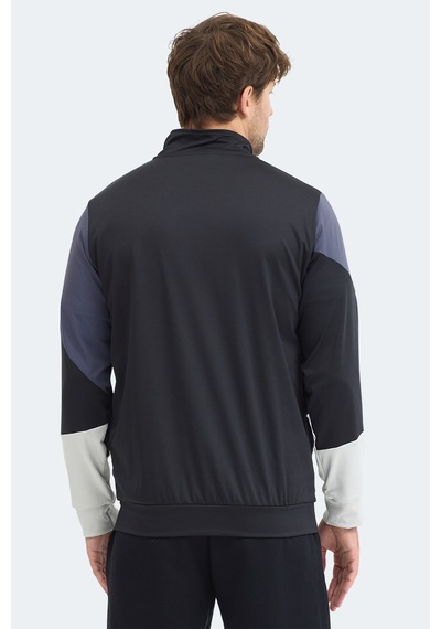 Slazenger Kylora Erkek Dik Yaka Fermuarlı Siyah Sweatshırt Siyah