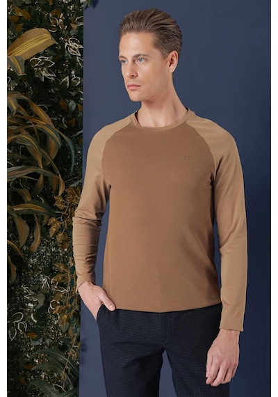 Efor Ts 872 Slim Fit Cappucino Spor T-shirt Kahverengi