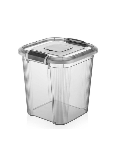 12 Litre Kare Çok Amaçlı Filtre Kapaklı Un Bakliyat Saklama Kabı Gri