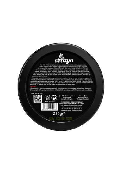 Ebrayn Polish Car Wax Katı Macun Cila 230g - Matlık Giderici Ve Boya Koruyucu Pasta Cila