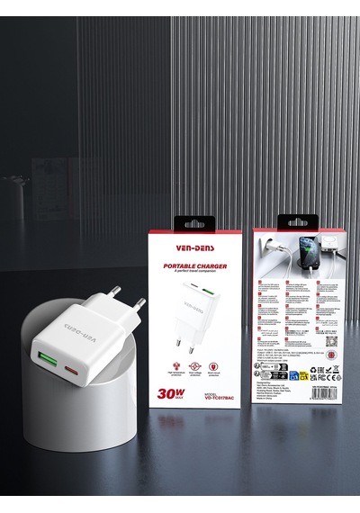 Ven-dens Vd-tc017bc 20 W Pd Type-c Hızlı Şarj Adaptörü, Kompakt Tasarım, Telefon Ve Tablet, Beyaz