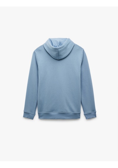 Koton Şardonlu Uzun Kollu Basic Kapşonlu Sweatshirt Mavi 6wam70015mk