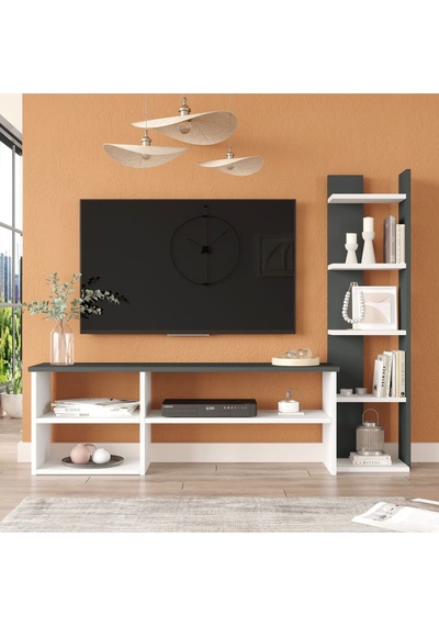 Dore Tv Ünitesi Tv Sehpası Kitaplıklı Beyaz-antrasit Dor2-wan Beyaz - Antrasit Dore Tv Ünitesi Tv Sehpası Kitaplıklı Beyaz-antrasit Dor2-wan Beyaz - Antrasit