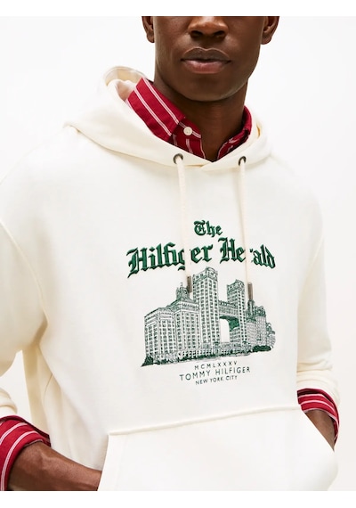 Tommy Hilfiger Herald Skylıne Hoody, Z00 Krem Erkek Hoodie