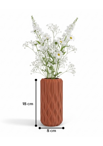 Elana Design Winy Vazo - Modern Tasarımlı Şık Çiçek Vazosu Kiremit