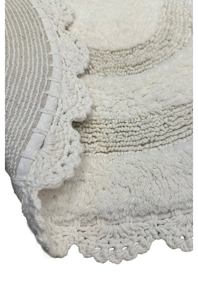 Half Ekru %100 Pamuklu Tekli 80x50 Cm Banyo Paspas Seti Ekru