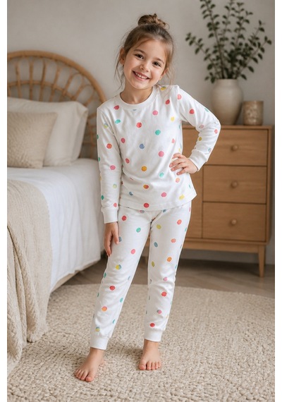 Eray Alp Kids Kız Çocuk Pijama Takımı Rahat Uyku Takımı Beyaz