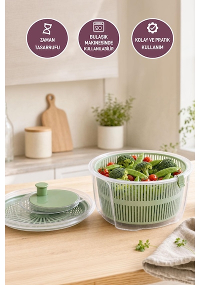 Selka Home Salata Kurutucu 4.4 Lt Yeşil
