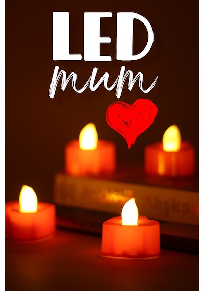 4 Adet Kalp Kırmızı Mini Led Mum Seti Pilli Dumansız Alevli Ledli Dekoratif Yapay Mum Dekor Işığı