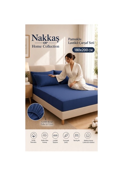 Battal Boy 180x200 Lastikli Çarşaf Seti 180x200 Lastikli Çarşaf + Yastık Kılıfı Pamuklu, Sade Ve Konforlu Gece Mavisi Battal Boy 180x200 Lastikli Çarşaf Seti 180x200 Lastikli Çarşaf + Yastık Kılıfı Pamuklu, Sade Ve Konforlu Gece Mavisi