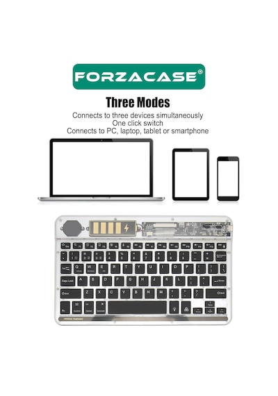 Forzacase 7 Renk Rgb Led Işıklı Kablosuz Bluetooth Klavye - Fc461