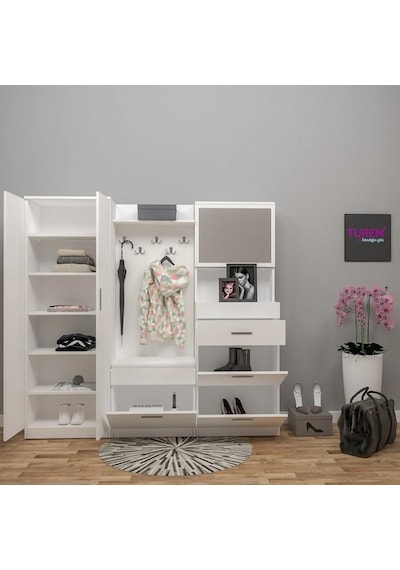 Evistro Aynalı Krem Gordoba Portmanto Mdf Beyaz Evistro Aynalı Krem Gordoba Portmanto Mdf Beyaz