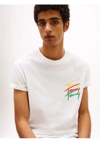 Tommy Hilfiger Tommy Hılfıger Erkek T-shırt Dm0dm20771-ybl Beyaz