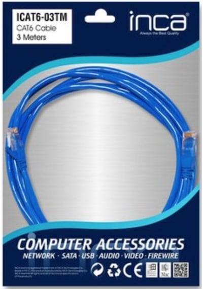 Inca Cat 6 26 Awg 3 Metre Mavi Ethernet Kablosu