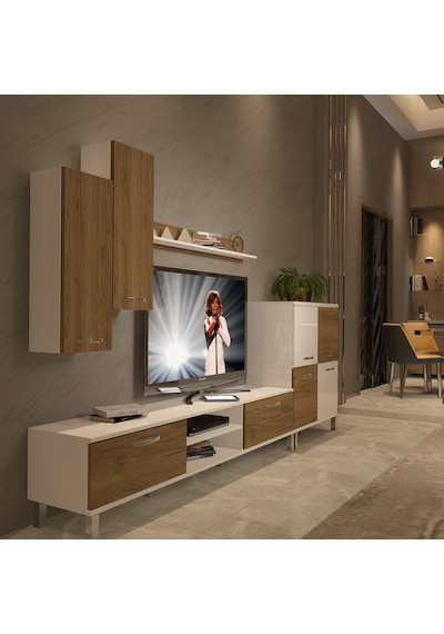 Decoraktiv Eko 6 Mdf Dvd Krom Ayaklı Tv Ünitesi Tv Sehpası - Beyaz Pera Beyaz - Meşe Decoraktiv Eko 6 Mdf Dvd Krom Ayaklı Tv Ünitesi Tv Sehpası - Beyaz Pera Beyaz - Meşe