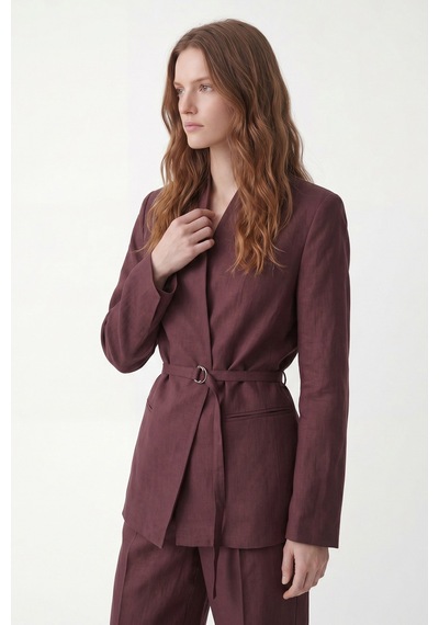 Antioch Keten Karışımlı Kadın Blazer Ceket Ba26y443 Bordo