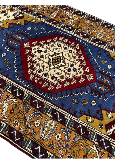 El Dokuma Sıfır Büyük Yahyalı Halısı 130x240 Lacivert Krem Halı Lacivert
