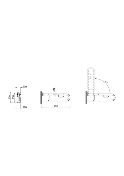 80cm Katlanabilir Tutunma Barı 320-3014 A44468 Krom