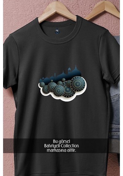 Oversize İslam Ve Müslümanlık Sembol Tasarımlı Unisex T-shirt Siyah