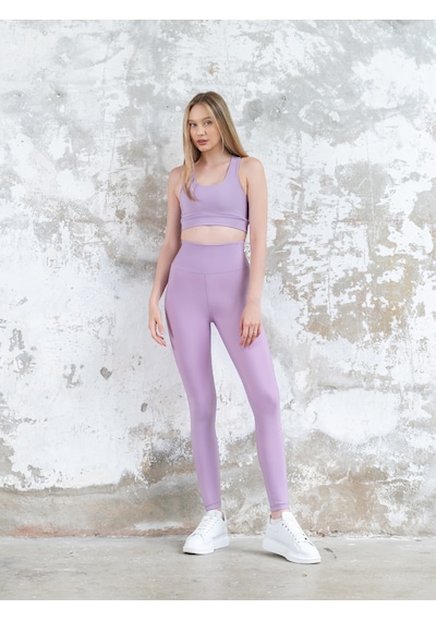 Lismina Lila Arkası Büzgülü - Scrunch Butt - Spor Tayt Lila