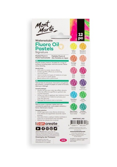 Mm Suda Çözünür Fluoro Yağlı Pastel 12'li Diğer