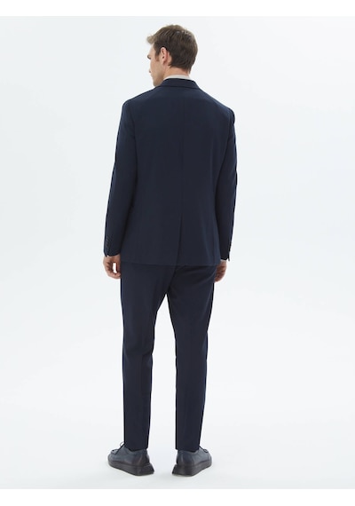Kip Lacivert Desenli Modern Fit Takım Elbise Çok Renkli