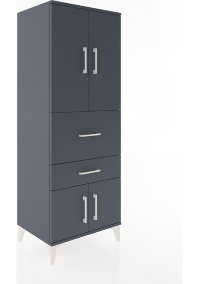 Hyperion Dolap 3 Raflı 2 Çekmeceli 4 Kapaklı 60x44x163 Antrasit-antrasit Antrasit