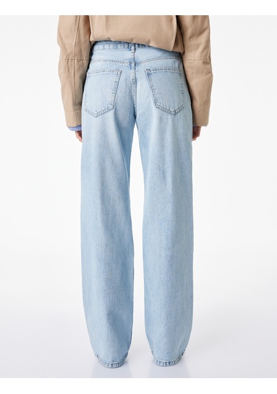 Koton Yüksek Bel Düz Paça Cepli Pamuklu Denim Pantolon - Straight Fit Jeans Açık İndigo 6sal40009md Açık İndigo Koton Yüksek Bel Düz Paça Cepli Pamuklu Denim Pantolon - Straight Fit Jeans Açık İndigo 6sal40009md Açık İndigo