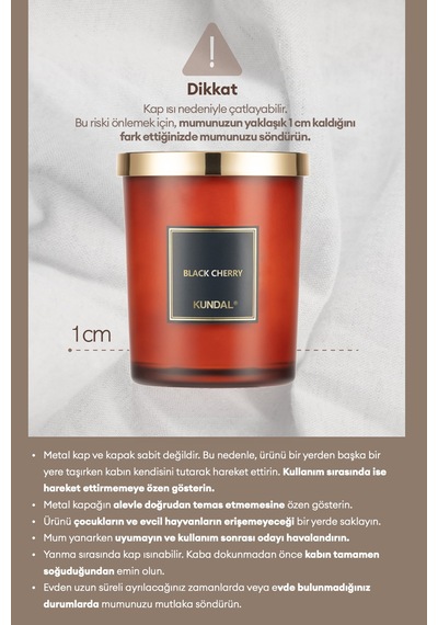 Parfümlü Doğal Soya Mumu Kundal Perfume Natural Soy Wax Candle 500g Black Cherry