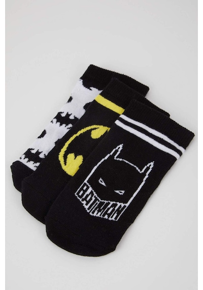 Defacto Erkek Çocuk Batman Pamuklu 3'lü Patik Çorap V6649A6NSKR1 Çok Renkli