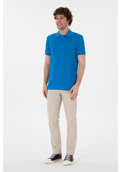 U.S. Polo Assn. Erkek Slim Fit Polo Yaka Kobalt Basic Tişört 50298041-VR077