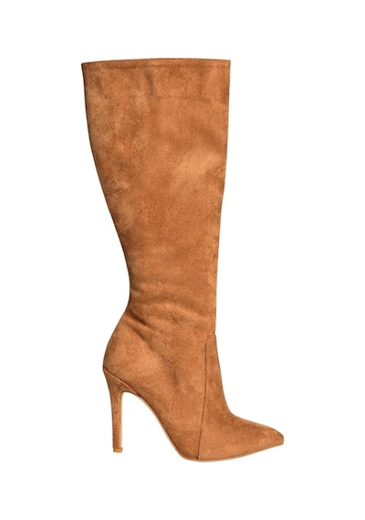Fox Shoes N372530102 Taba Süet İnce Topuklu Kadın Çizme Taba-Süet